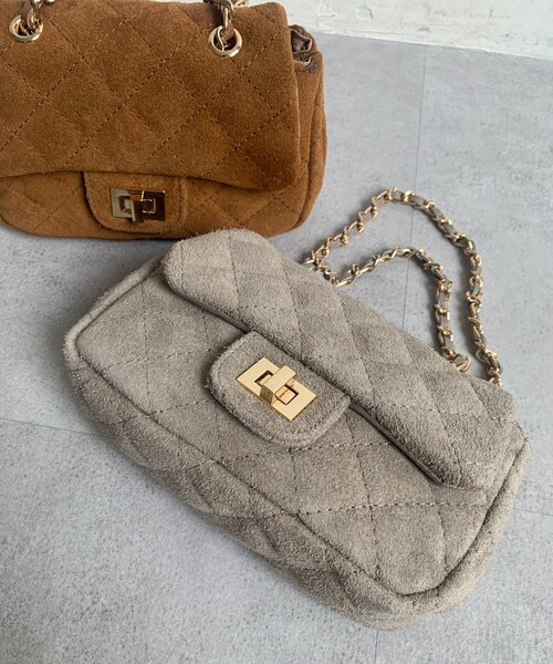 DouDou（ドゥドゥ）の「キルティングスウェードショルダー（ショルダーバッグ・レディース・グレー/キャメル・FREE）」の20枚目の写真