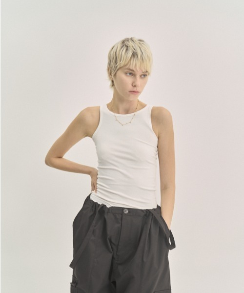 Muel Chic(ミュエルシック)の「Week tank top ウィークタンクトップ(タンクトップ・レディース・ブラック/ホワイト・FREE)」の1枚目の写真