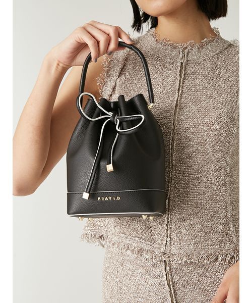 FRAY I.D（フレイアイディー）の「リボンバッグ（ショルダーバッグ・レディース・ミント/ホワイト/ピンク/ブラック・F）」の2枚目の写真