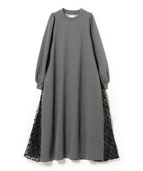CAROLINA GLASER（カロリナ グレイサー）の「サイド異素材切り替え カットソーワンピース（ワンピース・レディース・ブラック/グレー・ONE SIZE）」の2枚目の写真