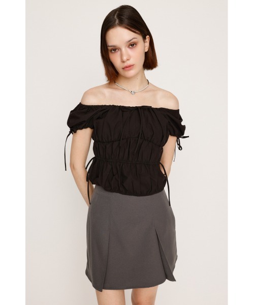 SLY（スライ）の「GATHER RIBBON BL ギャザー リボン ブラウス 半袖 夏服（シャツ/ブラウス・レディース・オフホワイト/ブラック/ライトブルー・FREE）」の8枚目の写真