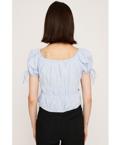 SLY（スライ）の「GATHER RIBBON BL ギャザー リボン ブラウス 半袖 夏服（シャツ/ブラウス・レディース・オフホワイト/ブラック/ライトブルー・FREE）」の14枚目の写真