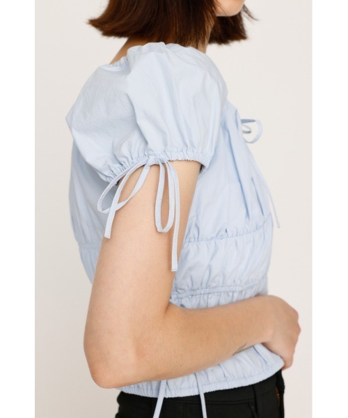 SLY（スライ）の「GATHER RIBBON BL ギャザー リボン ブラウス 半袖 夏服（シャツ/ブラウス・レディース・オフホワイト/ブラック/ライトブルー・FREE）」の16枚目の写真