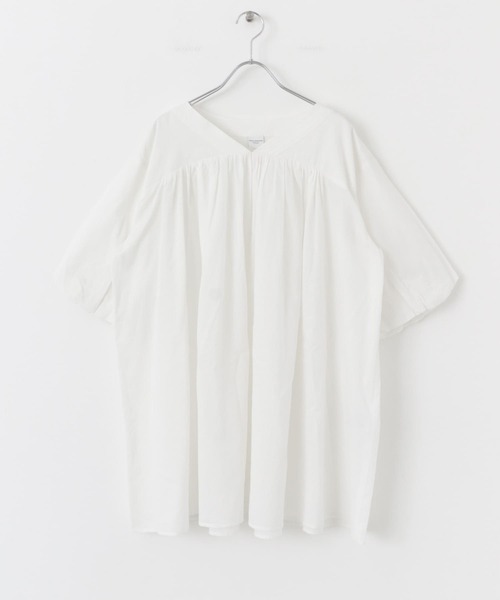 URBAN RESEARCH DOORS（アーバンリサーチドアーズ）の「コットンボイルVネックチュニック（チュニック・レディース・ブラック/オフホワイト・MEDIUM）」の10枚目の写真