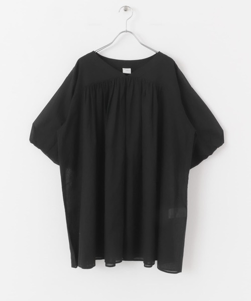 URBAN RESEARCH DOORS（アーバンリサーチドアーズ）の「コットンボイルVネックチュニック（チュニック・レディース・ブラック/オフホワイト・MEDIUM）」の9枚目の写真