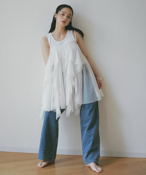 EIMY ISTOIRE（エイミーイストワール）の「drop patternデニムパンツ（デニムパンツ・レディース・ブルー/ブルー系その他・S/M）」の3枚目の写真