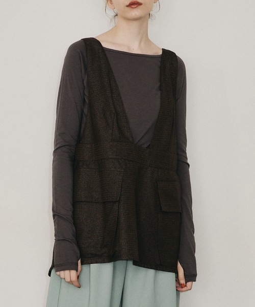 room153（ルームイチゴサン）の「ビックポケットエプロントップス（その他トップス・レディース・ブラウン/グレイッシュベージュ・FREE）」の7枚目の写真