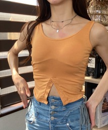 CHANEL オレンジ リブタンクトップ 36 CHANEL オレンジ リブタンクトップ 36