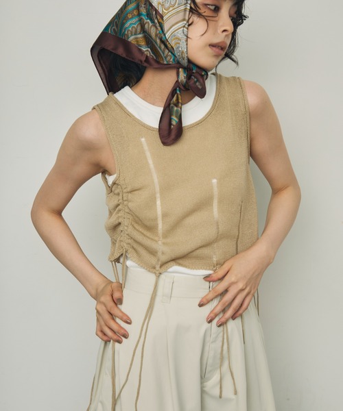 Trish（トリッシュ）の「麻タッチダメージニットベスト（ベスト・レディース・ブラウン/ベージュ・MEDIUM）」の19枚目の写真