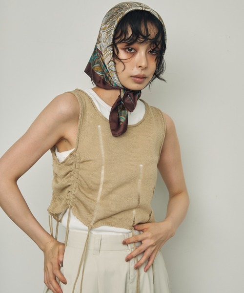 Trish（トリッシュ）の「麻タッチダメージニットベスト（ベスト・レディース・ブラウン/ベージュ・MEDIUM）」の18枚目の写真