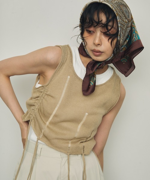 Trish（トリッシュ）の「麻タッチダメージニットベスト（ベスト・レディース・ブラウン/ベージュ・MEDIUM）」の17枚目の写真