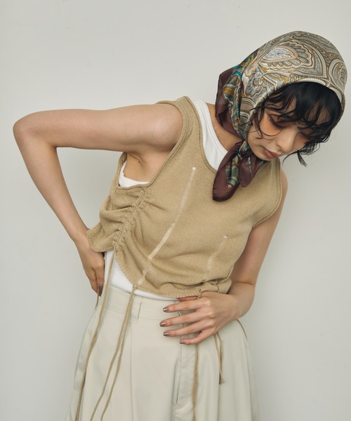 Trish（トリッシュ）の「麻タッチダメージニットベスト（ベスト・レディース・ブラウン/ベージュ・MEDIUM）」の16枚目の写真