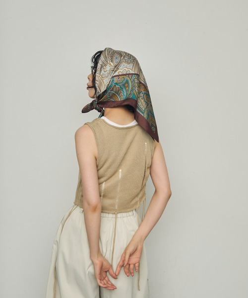 Trish（トリッシュ）の「麻タッチダメージニットベスト（ベスト・レディース・ブラウン/ベージュ・MEDIUM）」の4枚目の写真