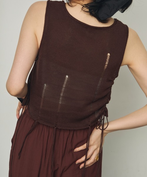 Trish（トリッシュ）の「麻タッチダメージニットベスト（ベスト・レディース・ブラウン/ベージュ・MEDIUM）」の22枚目の写真
