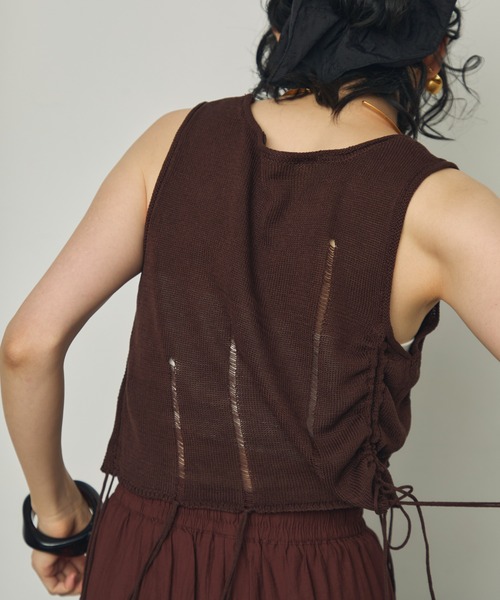 Trish（トリッシュ）の「麻タッチダメージニットベスト（ベスト・レディース・ブラウン/ベージュ・MEDIUM）」の21枚目の写真