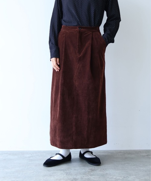 yuni（ユニ　）の「シャンブレーコールスカート（スカート・レディース・サックスブルー/ブラック/ブラウン・FREE）」の2枚目の写真