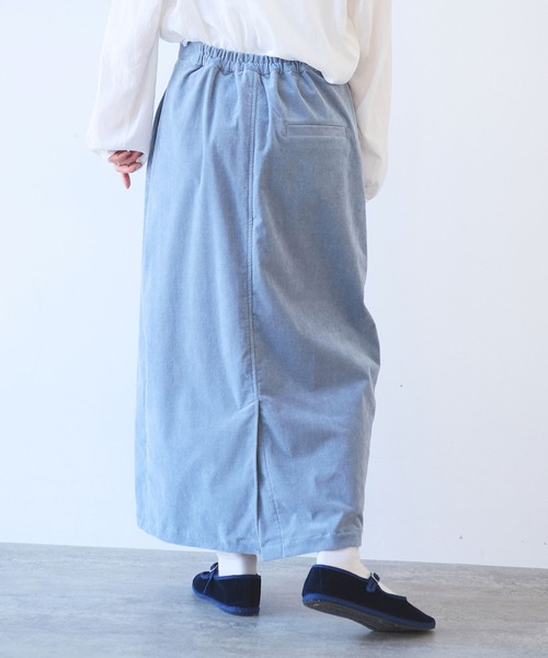 yuni（ユニ　）の「シャンブレーコールスカート（スカート・レディース・サックスブルー/ブラック/ブラウン・FREE）」の9枚目の写真