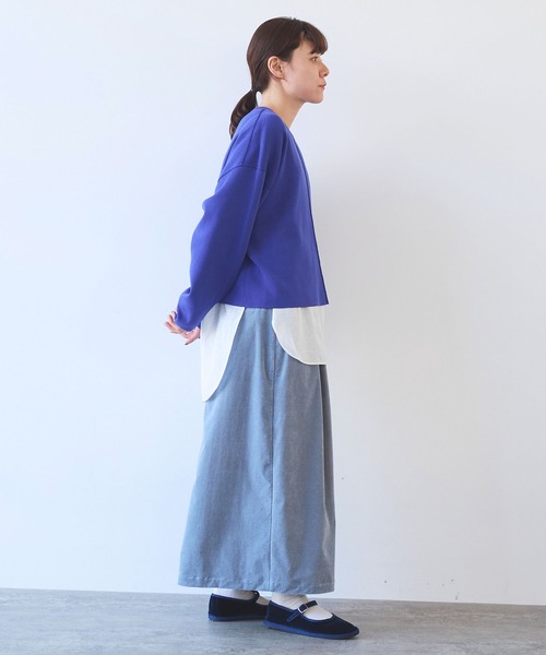 yuni（ユニ　）の「シャンブレーコールスカート（スカート・レディース・サックスブルー/ブラック/ブラウン・FREE）」の6枚目の写真
