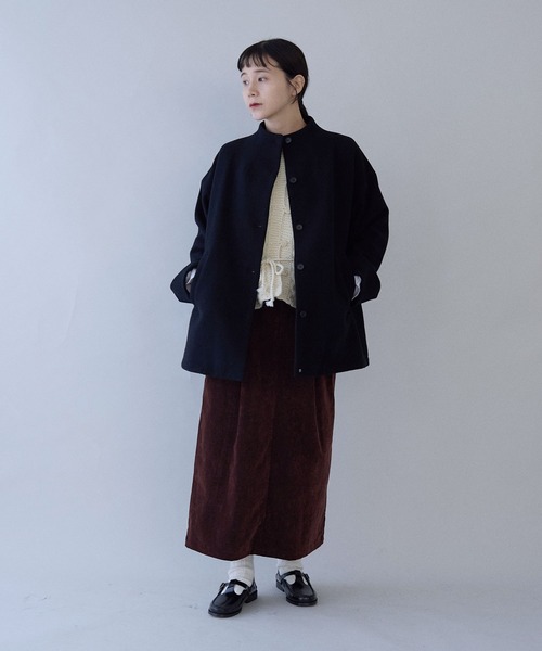 yuni（ユニ　）の「シャンブレーコールスカート（スカート・レディース・サックスブルー/ブラック/ブラウン・FREE）」の4枚目の写真