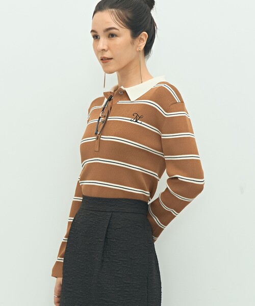 セール】《手洗い可能》ポロ衿リブプルオーバーニット（ニット