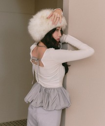 BLONDEY | バックオープンリボンバルーンペプラム(Tシャツ/カットソー)