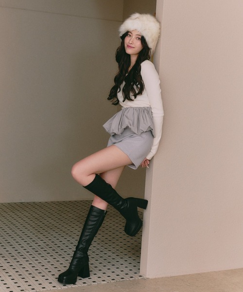 BLONDEY（ブロンディ）の「バックオープンリボンバルーンペプラム（Tシャツ/カットソー・レディース・ブラック/アイボリー・FREE）」の10枚目の写真