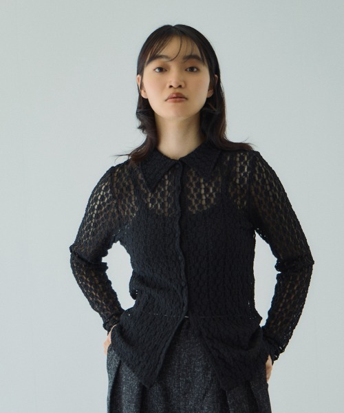 VICKY(ビッキー)の「カットレースポロトップス≪手洗い可能≫(Tシャツ/カットソー・レディース・ブラック/ブラウン/アイボリー・M)」の3枚目の写真