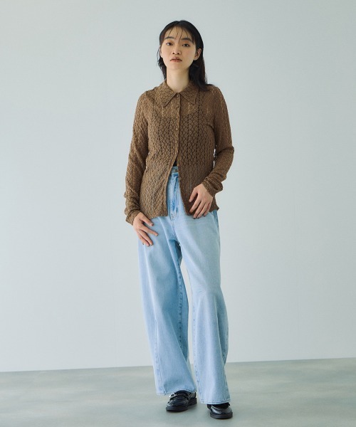VICKY(ビッキー)の「カットレースポロトップス≪手洗い可能≫(Tシャツ/カットソー・レディース・ブラック/ブラウン/アイボリー・M)」の4枚目の写真