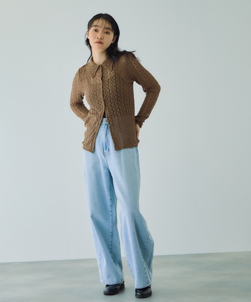VICKY(ビッキー)の「カットレースポロトップス≪手洗い可能≫(Tシャツ/カットソー・レディース・ブラック/ブラウン/アイボリー・M)」の5枚目の写真