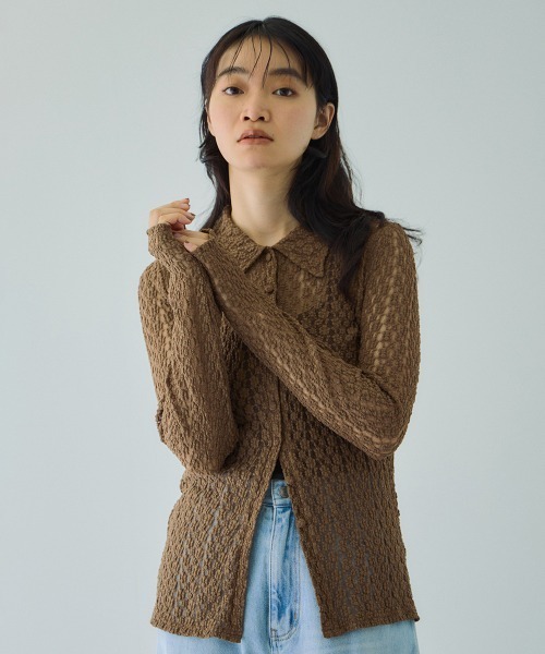 VICKY(ビッキー)の「カットレースポロトップス≪手洗い可能≫(Tシャツ/カットソー・レディース・ブラック/ブラウン/アイボリー・M)」の7枚目の写真