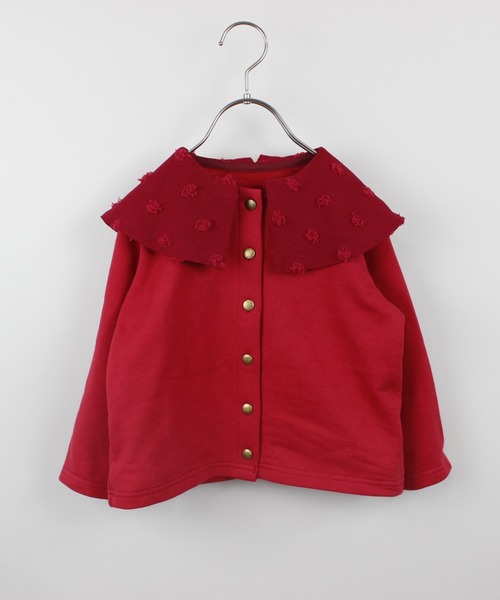maarook（マルーク）の「裏毛カットドビーＢＩＧ衿カーディガン（カーディガン/ボレロ・キッズ・ブルー/レッド・130cm/120cm/110cm/90cm/100cm）」の2枚目の写真