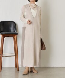 Jena espace merveilleux（ジェナ　エスパスメルヴェイユ）の「【春まで着れる/オフィス】スエード切替リブジャンスカ（ワンピース・レディース）」