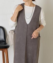 Jena espace merveilleux | 【春まで着れる/オフィス】スエード切替リブジャンスカ(ワンピース)