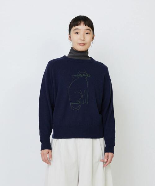 LOISIR(ロワズィール)の「インターシャニットプルオーバー(ニット/セーター・レディース・マスタード/ネイビー・FREE)」の1枚目の写真