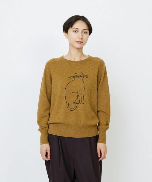 LOISIR(ロワズィール)の「インターシャニットプルオーバー(ニット/セーター・レディース・マスタード/ネイビー・FREE)」の2枚目の写真