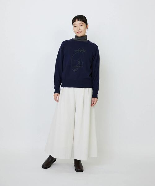 LOISIR(ロワズィール)の「インターシャニットプルオーバー(ニット/セーター・レディース・マスタード/ネイビー・FREE)」の4枚目の写真