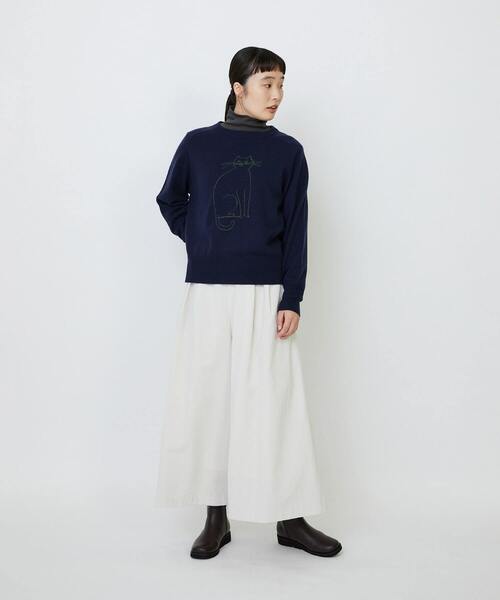 LOISIR(ロワズィール)の「インターシャニットプルオーバー(ニット/セーター・レディース・マスタード/ネイビー・FREE)」の5枚目の写真