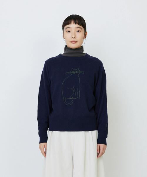 LOISIR(ロワズィール)の「インターシャニットプルオーバー(ニット/セーター・レディース・マスタード/ネイビー・FREE)」の8枚目の写真