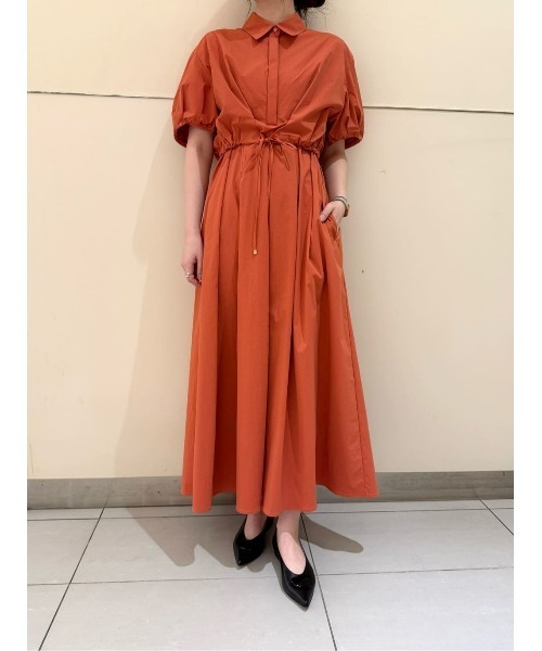 allureville（アルアバイル）の「ドロストシャツワンピース（シャツワンピース・レディース・ネイビー/ベージュ/オレンジ・2/1）」の3枚目の写真