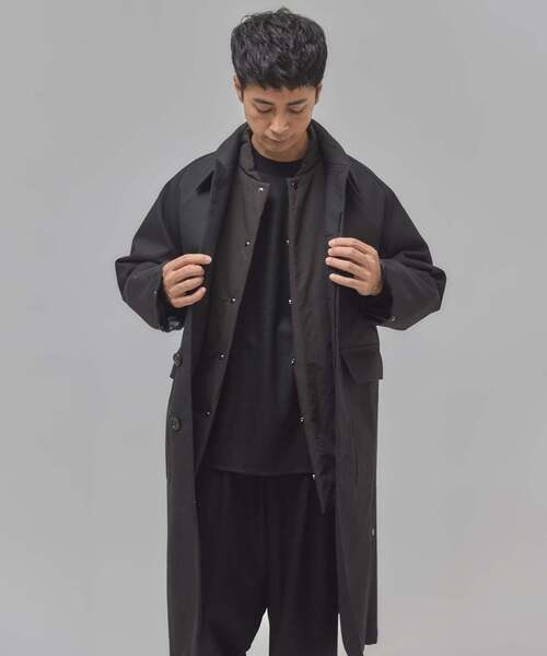 EDIFICE（エディフィス）の「"CONFFECT EDIFICE" ボンディング ステンカラーコート（ステンカラーコート・メンズ・ブラック/チャコールグレー・LARGE/MEDIUM/SMALL）」の9枚目の写真