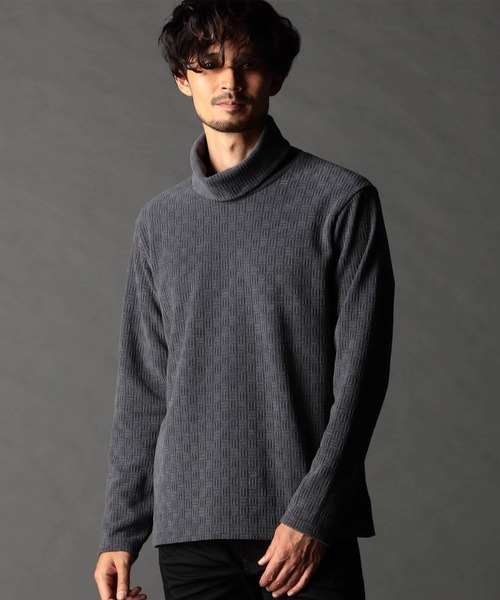 NICOLE CLUB FOR MEN(ニコルクラブフォーメン)の「ブロックチェックベロア オフタートルプルオーバー(Tシャツ/カットソー・メンズ・グレー/オフホワイト/ブラック・X-LARGE/LARGE/MEDIUM)」の3枚目の写真
