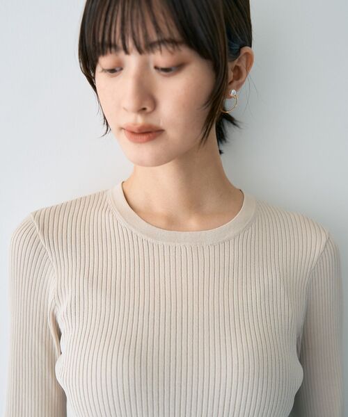 YECCA VECCA（イェッカヴェッカ）の「袖口シアーリブニット（ニット/セーター・レディース・ベージュ/ライトグリーン/ライトベージュ/ブラック・FREE）」の14枚目の写真