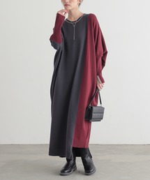 n'OrLABEL | 『配色アシメニットドルマンワンピース』(ワンピース)