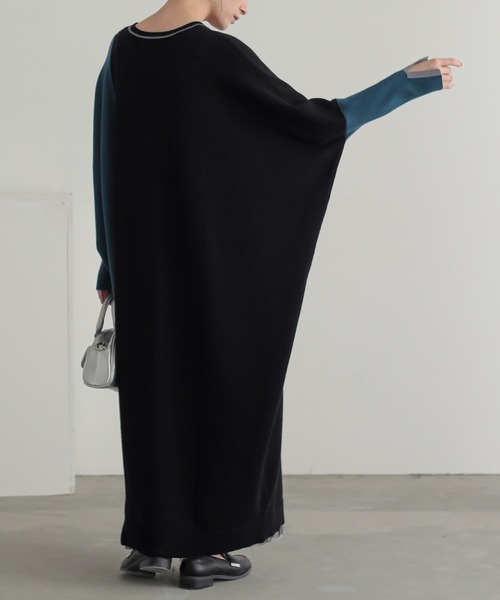 n'OrLABEL（ノアールレーベル）の「『配色アシメニットドルマンワンピース』（ワンピース・レディース・ブラック/チャコール・FREE）」の10枚目の写真
