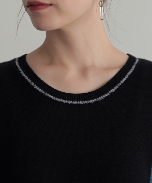 n'OrLABEL（ノアールレーベル）の「『配色アシメニットドルマンワンピース』（ワンピース・レディース・ブラック/チャコール・FREE）」の13枚目の写真