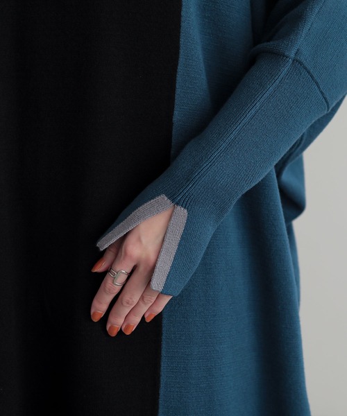 n'OrLABEL（ノアールレーベル）の「『配色アシメニットドルマンワンピース』（ワンピース・レディース・ブラック/チャコール・FREE）」の16枚目の写真