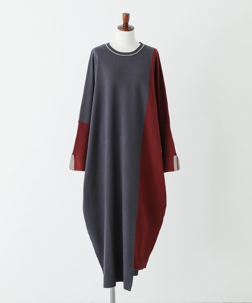 n'OrLABEL（ノアールレーベル）の「『配色アシメニットドルマンワンピース』（ワンピース・レディース・ブラック/チャコール・FREE）」の20枚目の写真