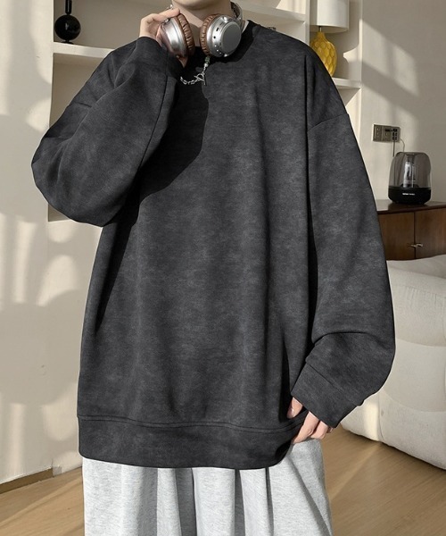 B.R.U（ブル）の「ヴィンテージ風オーバーサイズトップス（スウェット・メンズ・ブラック/オフホワイト・MEDIUM/LARGE）」の6枚目の写真