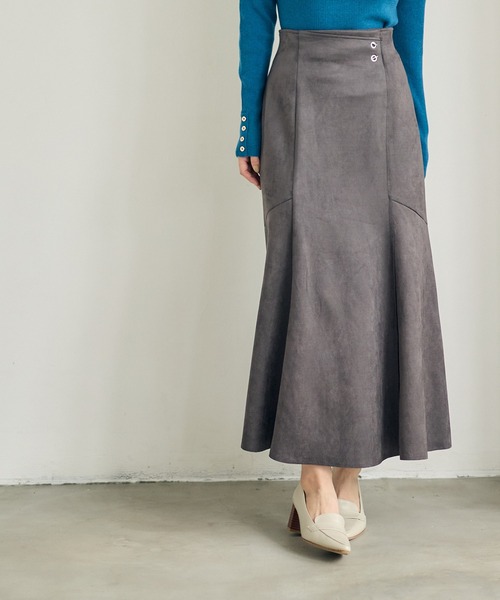 12Twelve Agenda（トゥエルブ　アジェンダ）の「フェイクスエードラップ風マーメイドスカート（スカート・レディース・ピンク/グレイッシュベージュ/チャコールグレー・M/S）」の5枚目の写真
