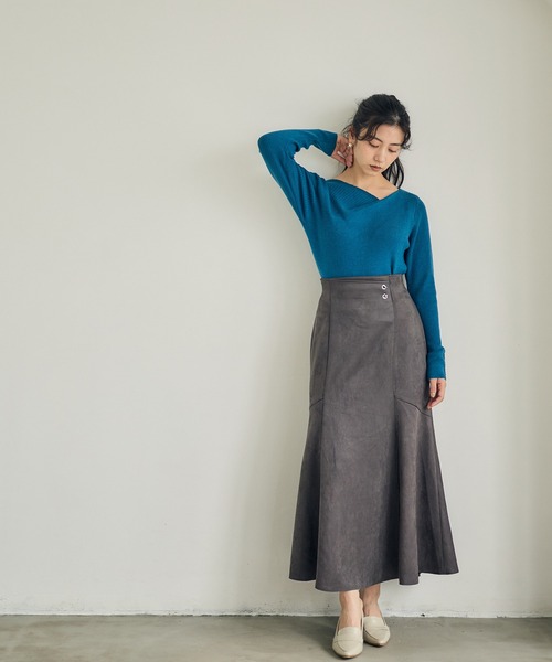 12Twelve Agenda（トゥエルブ　アジェンダ）の「フェイクスエードラップ風マーメイドスカート（スカート・レディース・ピンク/グレイッシュベージュ/チャコールグレー・M/S）」の8枚目の写真